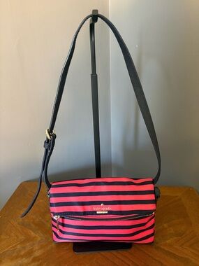kate spade Pink and Navy Striped Crossbody Bag RARE with Storybook  lining!